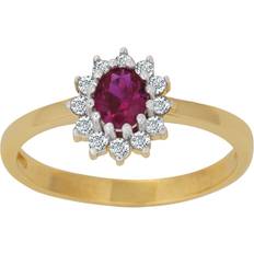 Guld Ringe på tilbud Siersbøl 8kt. guldring roset m/synt. rubin og cz