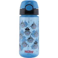 Sin Mango Accesorios de cocina Nuby Nëby Botón Push y Pajita Blanda +3 Años Azul 540 ml Taza de viaje 40cl