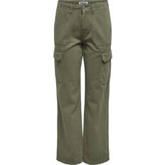 Only Loose Fit High Waist Pants - Green/Kalamata