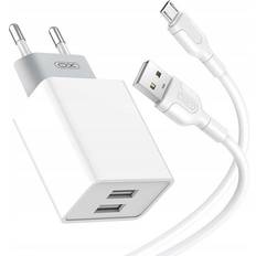 Xo oplader L65EU med Micro USB-kabel 2xUSB hvid