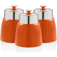 Orange Boîtes de Cuisine Swan SWKA1024ON Retro Set 3 Boîtes Rangement 1,2L Hermétiques pour Pâtes Riz, Vintage Orange Boîte de Cuisine 3pcs