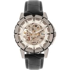 philippe automatic skeleton black leather silver rn4603