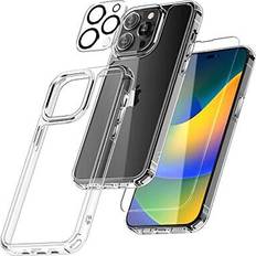 Tauri 5-in-1 clearshield for iphone 14 pro case [not yellowing] with 2 tempered