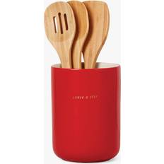 Red Utensil Holders Kate Spade Knock On Wood Apple Crock With Servers Porta Utensilios