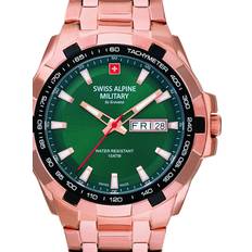Swiss Alpine Military Day Date Forgyldt herre ur, model 7043.1164