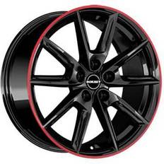 Bilfälgar Borbet 2x lx19 8,0x19 et45 black glossy rim red alufelge