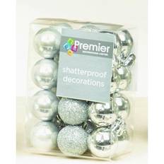 Silver Christmas Tree Ornaments Premier Decorations Accents 24 Multi Finish Baubles 30mm Christmas Tree Ornament