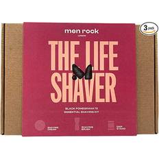 Schwarz Rasiersets Men Rock The Life Shaver Shaving Gift Set for a Barber Standard Wet Shave Includes Shave Cream 100ml, Synthetic Shaving Brush and Drip Stand, Black Pomegranate and Spicy Black Pepper Fragrance