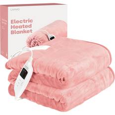 Electric blanket fleece throw Livivo Pink Heated Cosy Electric Blanket