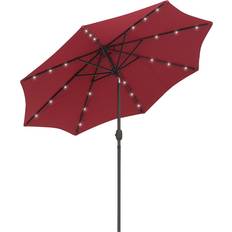 Red Parasols & Accessories OutSunny LED Solar PoweParasol Umbrella Garden Tilt Outdoor String