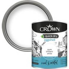 Paint Crown Quick Dry Eggshell Paint Pure White 0.75L