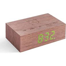 Aucune Flip Click Clock with LED Display & Alarm Walnut Brown One Size