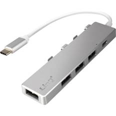 Concentradores USB LINQ Hub USB-C Con 4 Puertos USB Transmisión Rápida 5 Gbps Plateado