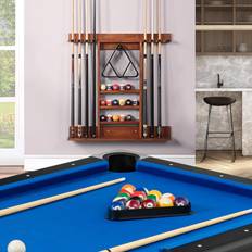 Tischspiele Costway Billard Queue Halter Wandmontage