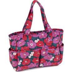 Hobby gift craft bag: matt pvc: modern floral, external pockets flowers