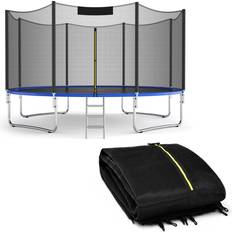 Trampoline Costway Ø 487cm Trampolin Sicherheitsnetz für Gartentrampoline Ersatznetz Außenliegend mit Reißverschluss Schwarz