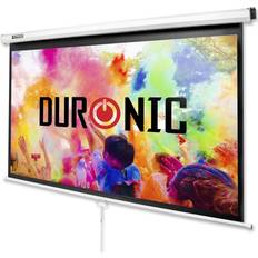 Duronic Projector Screen 100 Inch Pull Down HD MPS100 /169 for Home Cinema School Office 16:9 Ratio Matt White Projection Wall Mountable White