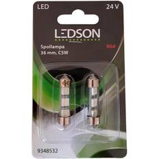 Lampa, C5W 24V Röd 36 mm 2-pack