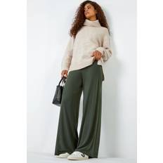 Green - Women Trousers Roman Wide Leg Stretch Trousers Khaki