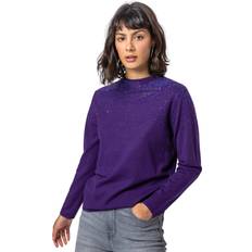 Purple Jumpers Roman Diamante Long Sleeve Jumper Purple