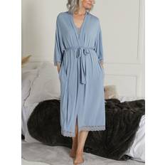 Bamboo Robes Pretty You London Bamboo Lace Kimono Robe in Blue Mist