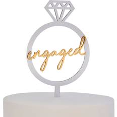 Tre Kakepynt Ginger Ray Engaged Diamantring Kagetopper Kagedekoration