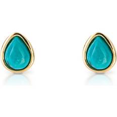 John Greed Gold Plated Birthstone December Turquioise Earrings E6213