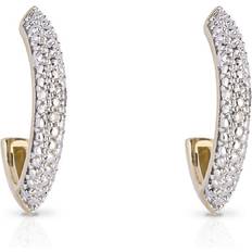 Elements Gold Diamond Navette 3/4 Yellow & White Gold Hoop Earrings GE2412