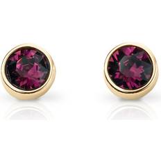 John Greed Signature Gold Plated Silver February Birthstone Crystal Stud Earrings