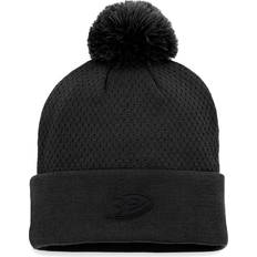 Beanies Fanatics Women's Branded Black Anaheim Ducks Authentic Pro Road Cuffed Knit Hat with Pom