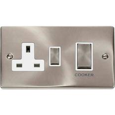 Silver Power Strips & Branch Plugs Click Deco Satin 45A DP Switch Switched Socket in Chrome Stainless Steel