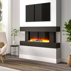 Fireplaces Living and Home 52 Inch Versatile Electric Fireplace With WiFi Remote Control Frosted Black Fireplaces