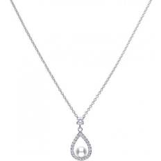 Diamonfire Silver White Zirconia Pearl Teardrop Pendant P4620