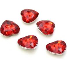 Orange Buttons Hemline Red Crystal Heart Shaped Buttons 5 Pack