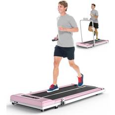 Rattantree 2-In-1 Home&Office Electric Treadmill,Walking Pad with Adjustable Armrest and LCD Monitor Pink 0-3 m