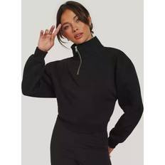 Kort Gensere ICANIWILL Treningsgensere Black Nimble Cropped 1/4 Zip Treningsklær