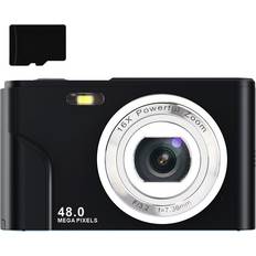 INF Digitalkamera med 48 MP, HD 1080p, 16x zoom, 32GB minneskort Svart