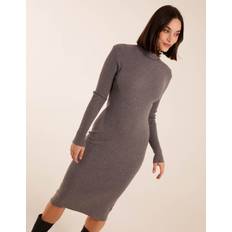 Ribbed Dresses Blue Vanilla womens ribbed roll neck midi dress