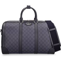 Gucci Ophidia Leather-Trimmed Monogrammed Coated-Canvas Weekend Bag - Black