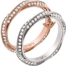 Emporio Armani Women Rings Emporio Armani Double Ring EGS3024SET508 Steel Gold Rose