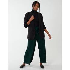 Green - Women Trousers Blue Vanilla Wide Leg Pleated Trousers Bottle Green