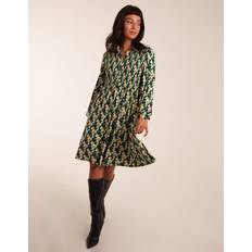 Green - Shirt Dresses Blue Vanilla Shirred Bust Long Sleeve Shirt Dress Green