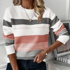 Polyamide Tops Shein Color Block Drop Shoulder Sweater