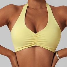 Yellow Bras Shein Ruched Front Sports Bra