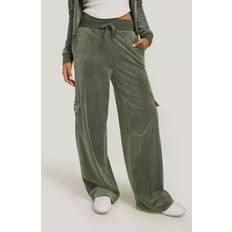 Juicy Couture Diamante Velour Cargo Track Pants, Green