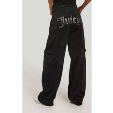 Juicy Couture Diamante Velour Cargo Track Pants, Black