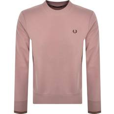 Fred Perry Sweaters Fred Perry Neck Sweatshirt Dark Pink Men's Sweatshirt Pink