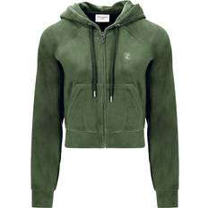 Juicy Couture Diamante Velour Full Zip Hættetrøje Dame, Green