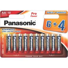 Panasonic Pro Power AA 6 4 alkaliskt 1,5 V icke-laddningsbart batteri – icke-laddningsbara batterier alkalisk, cylindrisk, 1,5 V, 10 st S AA, svart, guld, röd