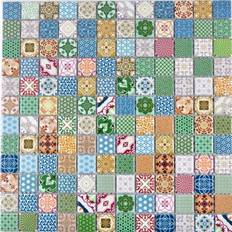 Mosaik-Netzwerk Keramikmosaik cg retro bunt Blau, Gelb, Grün 30x30cm